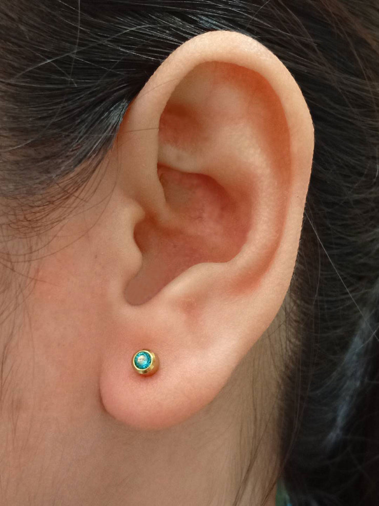 BASIC Hypoallergenic Earring December - Blue Zircon